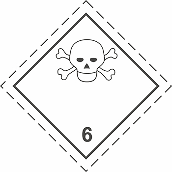 Знак опасности образца № 6.1 для № ООН 2977