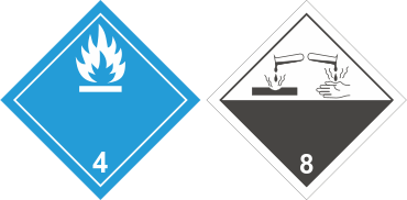 Знаки опасности образцов № 4.3 и № 8 ДОПОГ