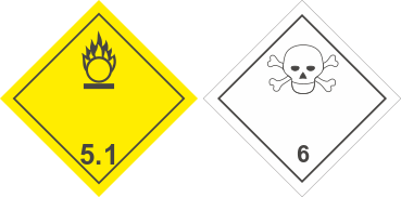 Знаки опасности образцов № 5.1 и № 6.1 ДОПОГ