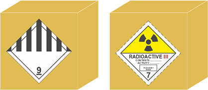 Упаковки обозначенные знаками опасности № 9 и № 7С