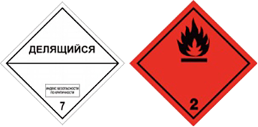Знаки опасности № 7E и № 2.1 ДОПОГ