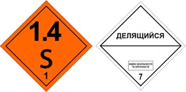 Знаки опасности № 1.4 и № 7E ДОПОГ