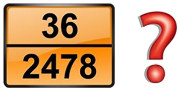 Табличка оранжевого цвета с идентификационным номером опасности и номером ООН