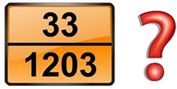 Табличка оранжевого цвета с идентификационным номером опасности и номером ООН