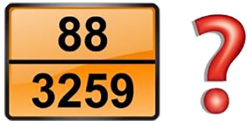 Табличка оранжевого цвета с идентификационным номером опасности и номером ООН